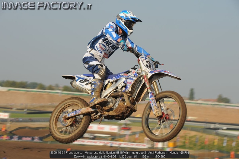 2009-10-04 Franciacorta - Motocross delle Nazioni 0810 Warm up group 2 - Antti Pyrhonen - Honda 450 FIN.jpg